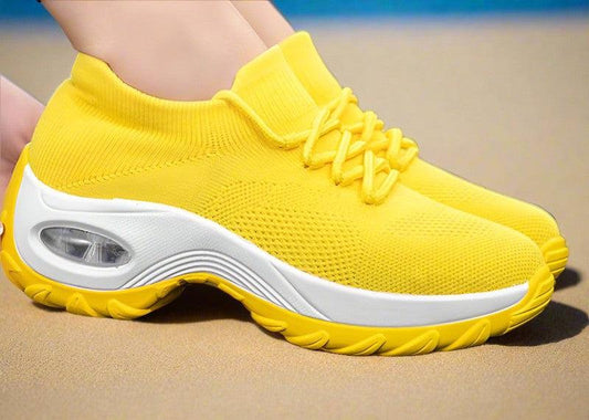 Sports shoes women flying knit design Sports shoes combine the comfort of socks-Footwear-Yes Yar FZE LLC-Yellow-35-Yes Yar FZE LLC