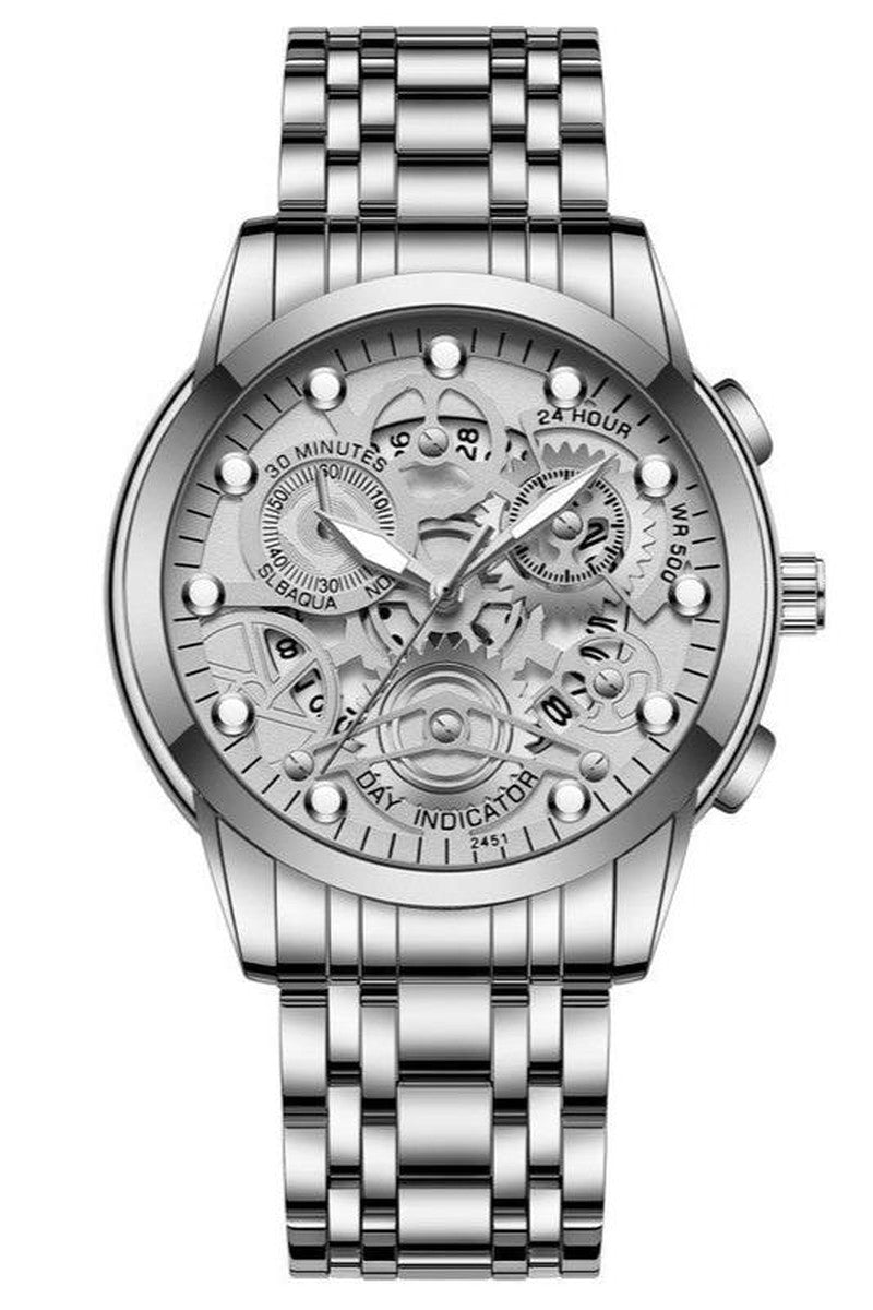 Men's Watch Quartz Crystal Clear Hollow Non-mechanical Watch is Unique Hollow Feature Watch