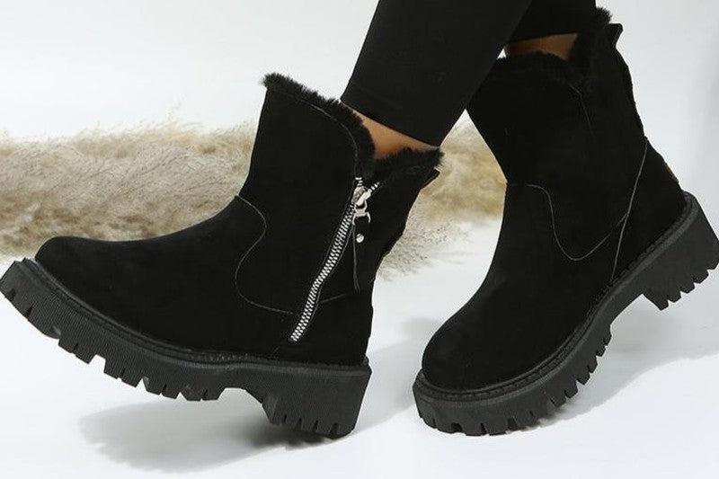 Snow or Winter Boots Thick Plush Women, Faux Suede Non-slip