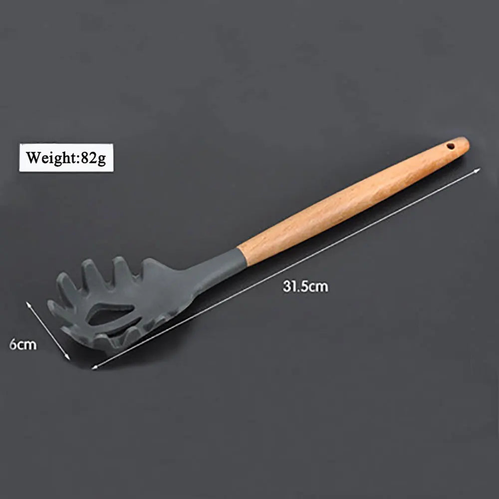 Cutlery, Silverware, Flatware, or Tableware (One Pcs Prices) Silicone Cooking Utensils With Wooden Handle Non-Sticky