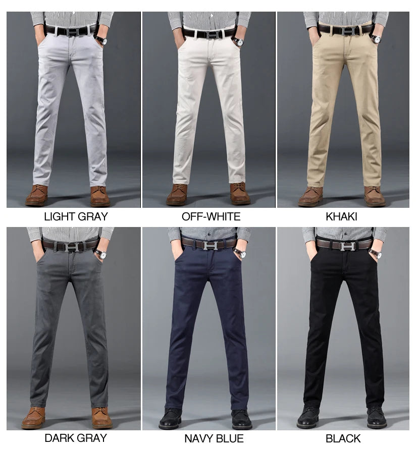 Men's Pant Cotton Casual Fashion Comfortable Stretch Cotton Elastic Straight Jeans Trousers