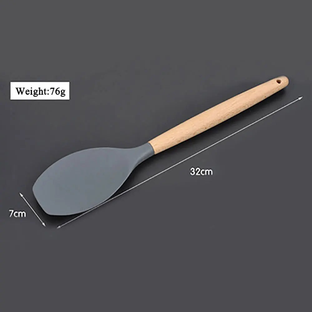 Cutlery, Silverware, Flatware, or Tableware (One Pcs Prices) Silicone Cooking Utensils With Wooden Handle Non-Sticky