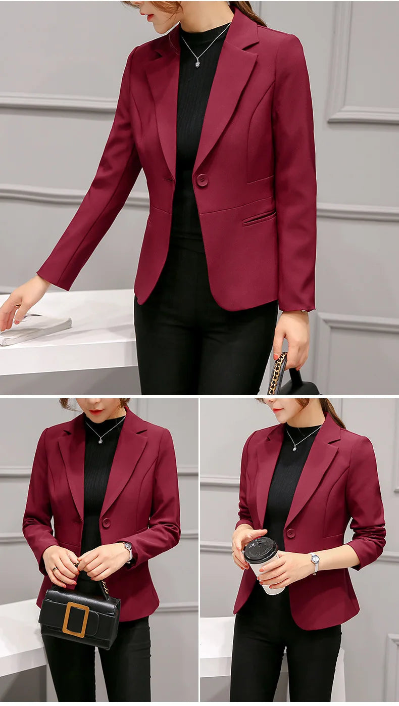 Women's Blazer Long Sleeve Pockets, Jackets Coat Slim, Office Lady Jacket,  Female Tops Suit Blazer Femme Jackets