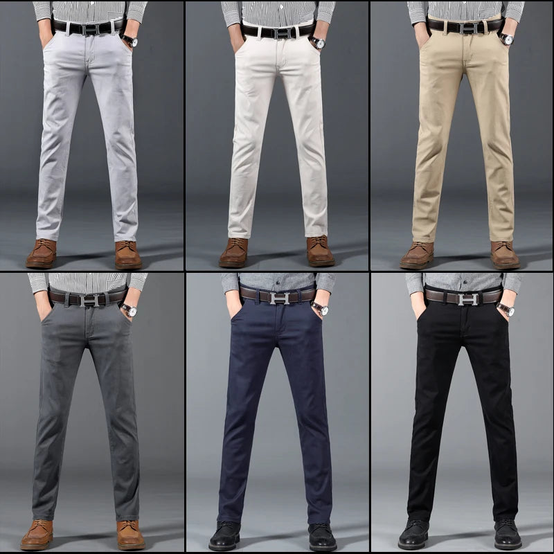 Men's Pant Cotton Casual Fashion Comfortable Stretch Cotton Elastic Straight Jeans Trousers