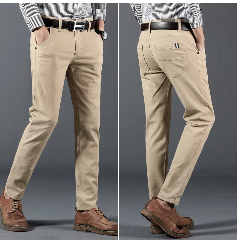 Men's Pant Cotton Casual Fashion Comfortable Stretch Cotton Elastic Straight Jeans Trousers