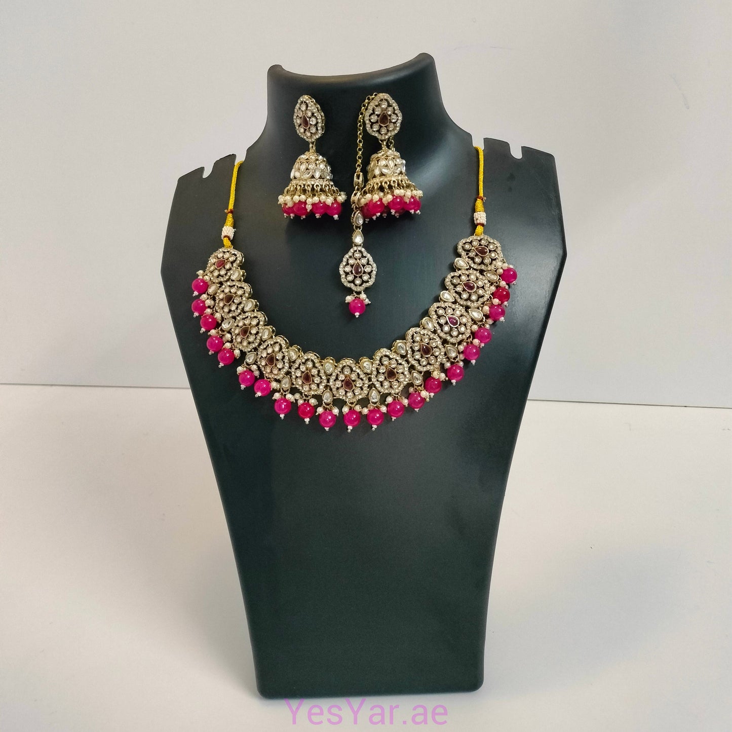 A1 Women Neckless with Jumka Earnings Pair and Bindi Set Elegant Royal for Festival Celebration & Wedding