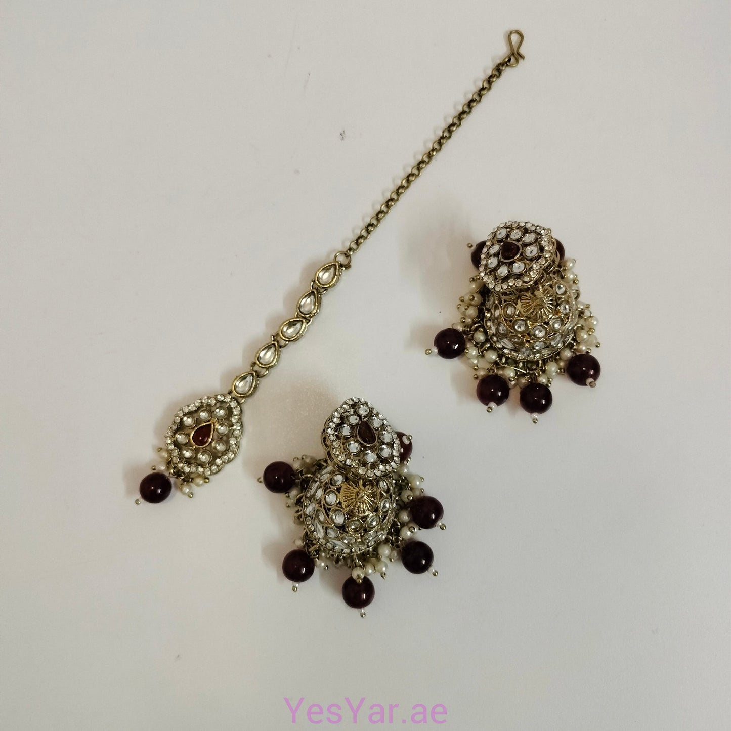 A1 Women Neckless with Jumka Earnings Pair and Bindi Set Elegant Royal for Festival Celebration & Wedding