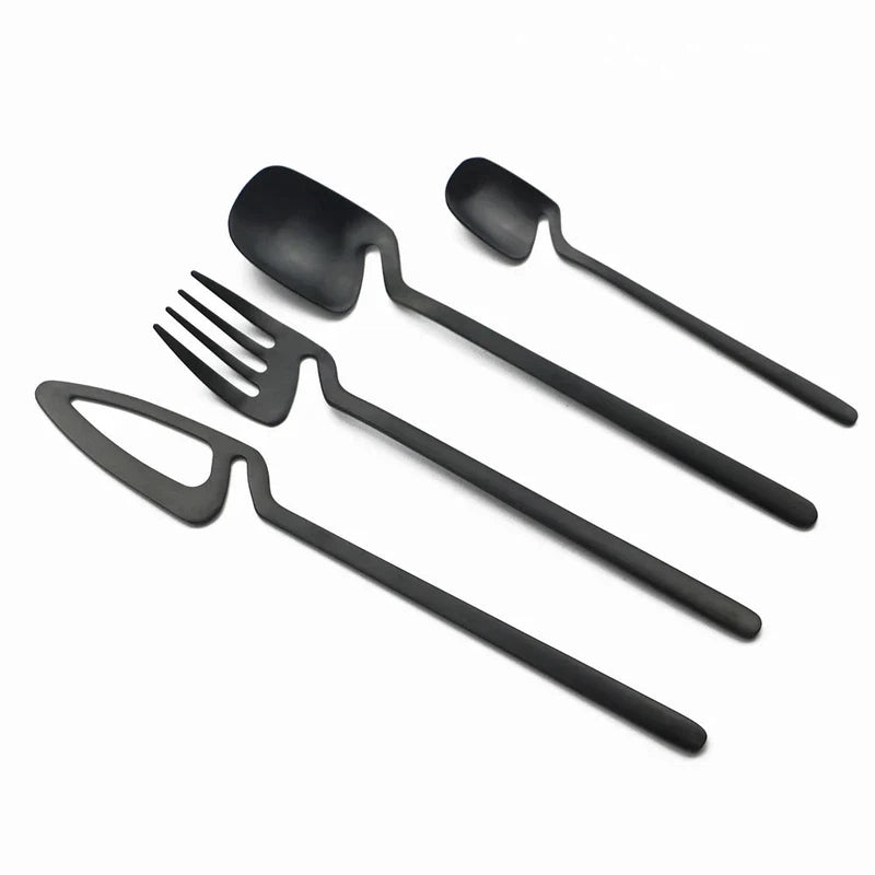 JANKNG 32pcs Rose Matte Stainless Steel Cutlery Set with Knife, Fork, Spoon for Kitchen and Party Dining.