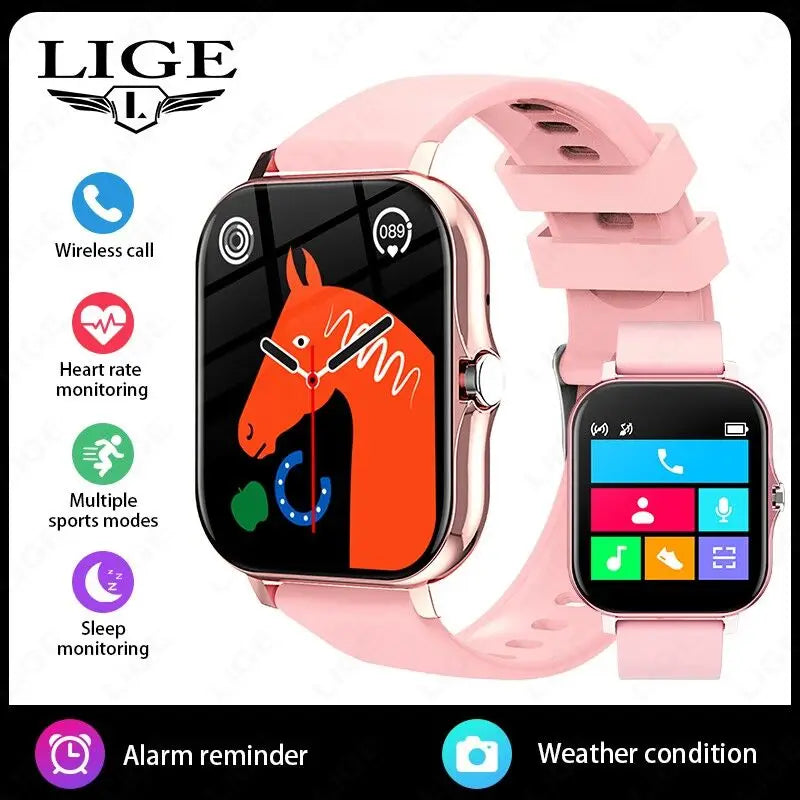 LIGE Smart Watch For Men Women Gift 1.44' Full Touch Screen Sports Fitness Watches Bluetooth Calls Digital Smartwatch Wristwatch