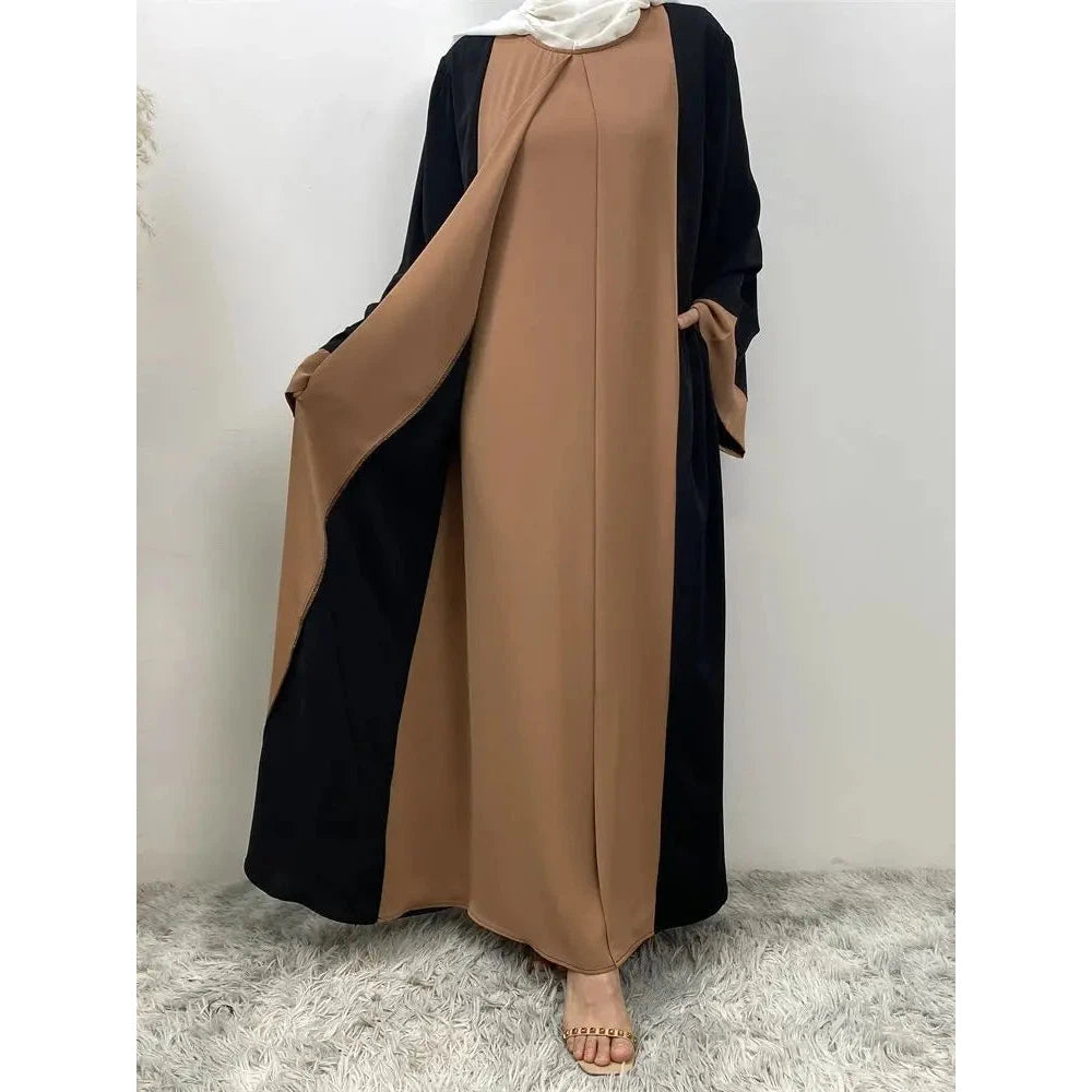 Abaya Muslim Luxury Splicing (Fake Two Pcs) Abayas For Women Kaftan Modest Dress Islam Caftan Moroccan Femme