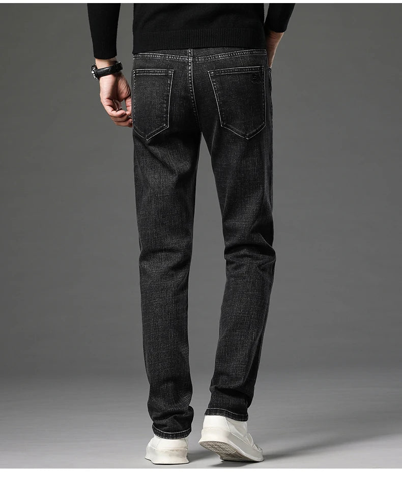 Men Jean Pant Cotton Stretch Classic Retro Straight Slim Straight Trouser Male Clothing Pants