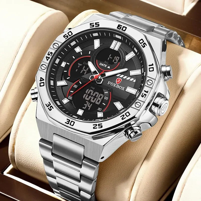 LIGE New Fashion Dual Display Watch For Men Casual Sports Military Chronograph Wristwatch Top Brand Luxury Waterproof Watches