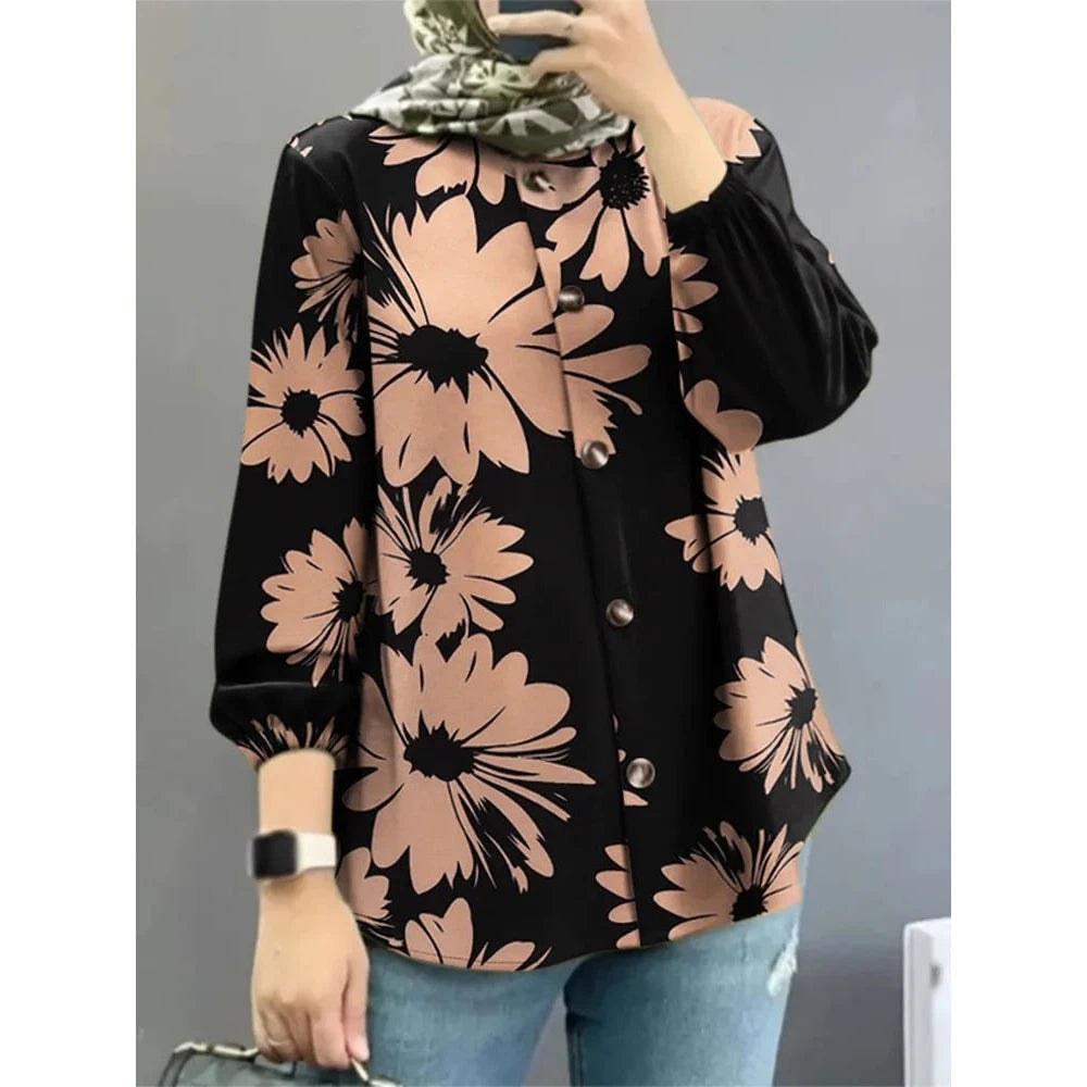 Women Blouse Autumn ZANZEA Fashion Long Sleeve Floral Printed Shirt Casual Tops Vintage