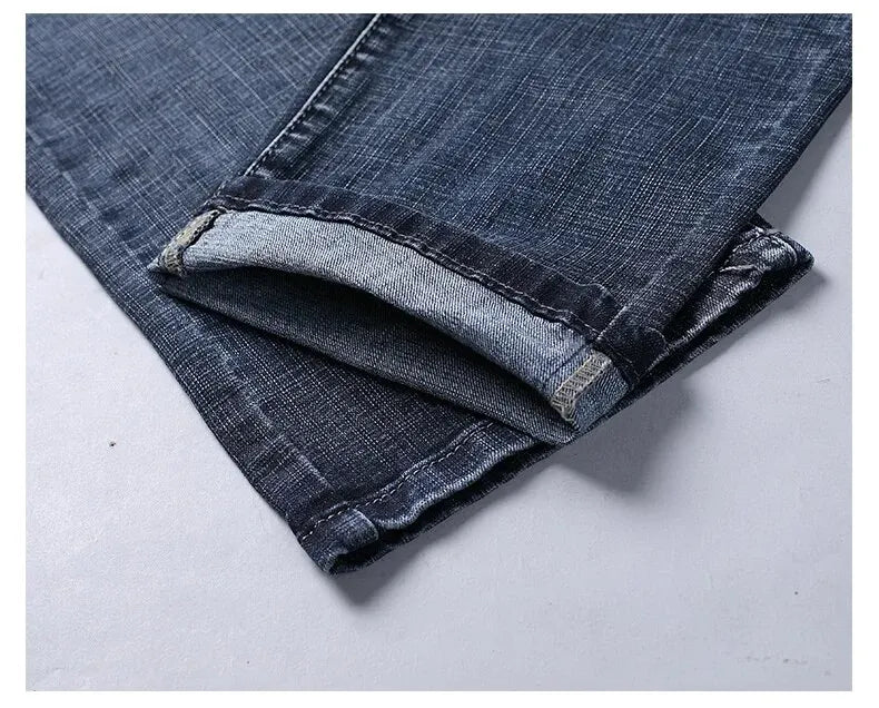 Men's Jeans Casual Straight Stretch Fashion Classic Blue Black Work Denim Trousers Male Brand Clothing