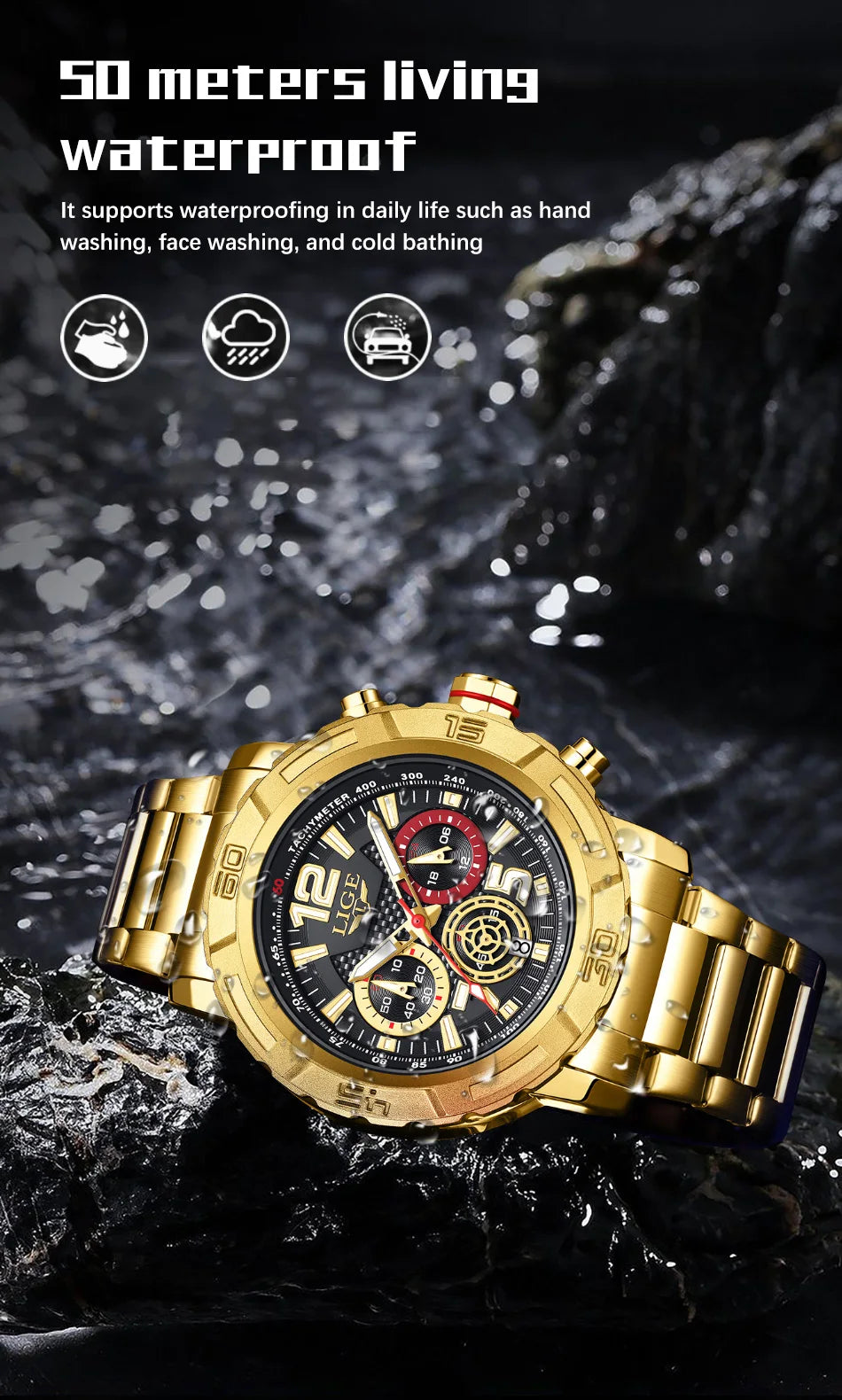 LIGE Casual Business Military Watches For Men Fashion Waterproof Quartz Chronograph Clock Male Sport Full Steel Date Watch Men