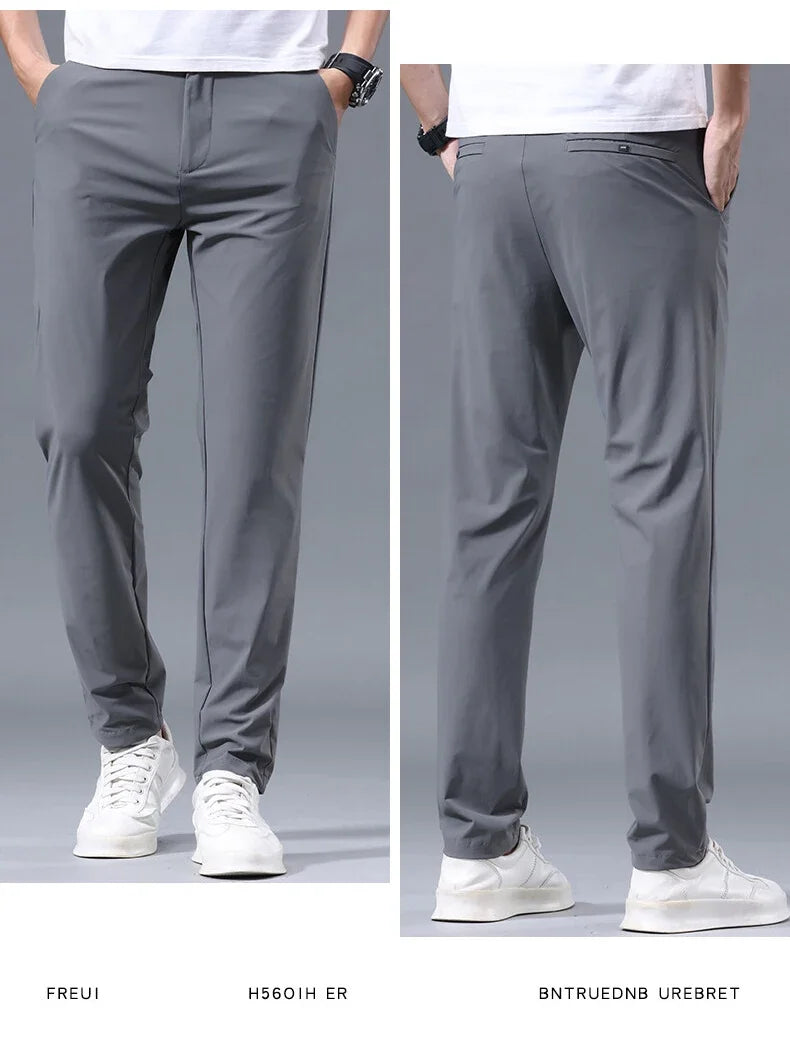 Men Pant Stretch Soft Thin, Elastic Waist Casual & Formal Trousers Wear for Male