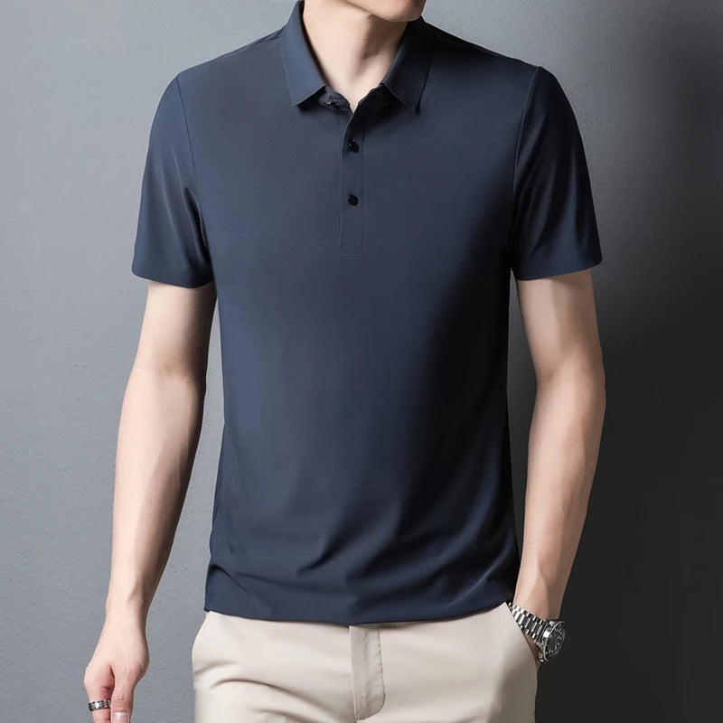 Men's Polo T-Shirt Summer Thin Breathable Stretch Casual Lapel Polo Shirt Male Brand Clothing