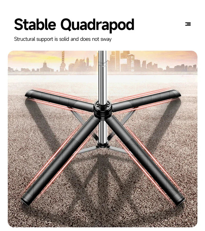 TOKQI Extendable Tripod with stable quadrapod design and solid structural support.