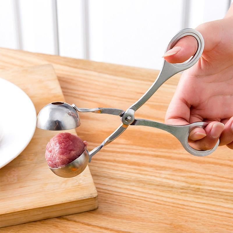 Meat Ball Maker tool, Scissor type Tool Stainless Steel Clip make Round Meat Ball, Rice Ball, Non Stick Kitchen Gadget