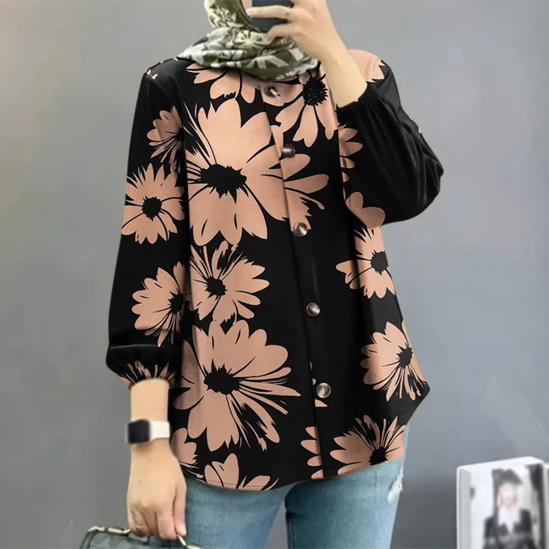 Women Blouse Autumn ZANZEA Fashion Long Sleeve Floral Printed Shirt Casual Tops Vintage