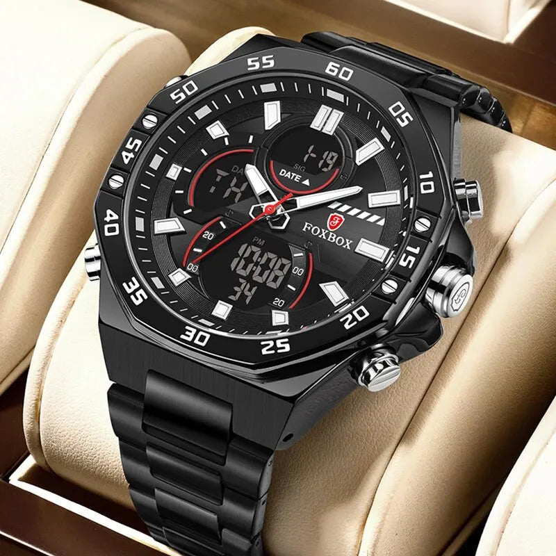 LIGE New Fashion Dual Display Watch For Men Casual Sports Military Chronograph Wristwatch Top Brand Luxury Waterproof Watches