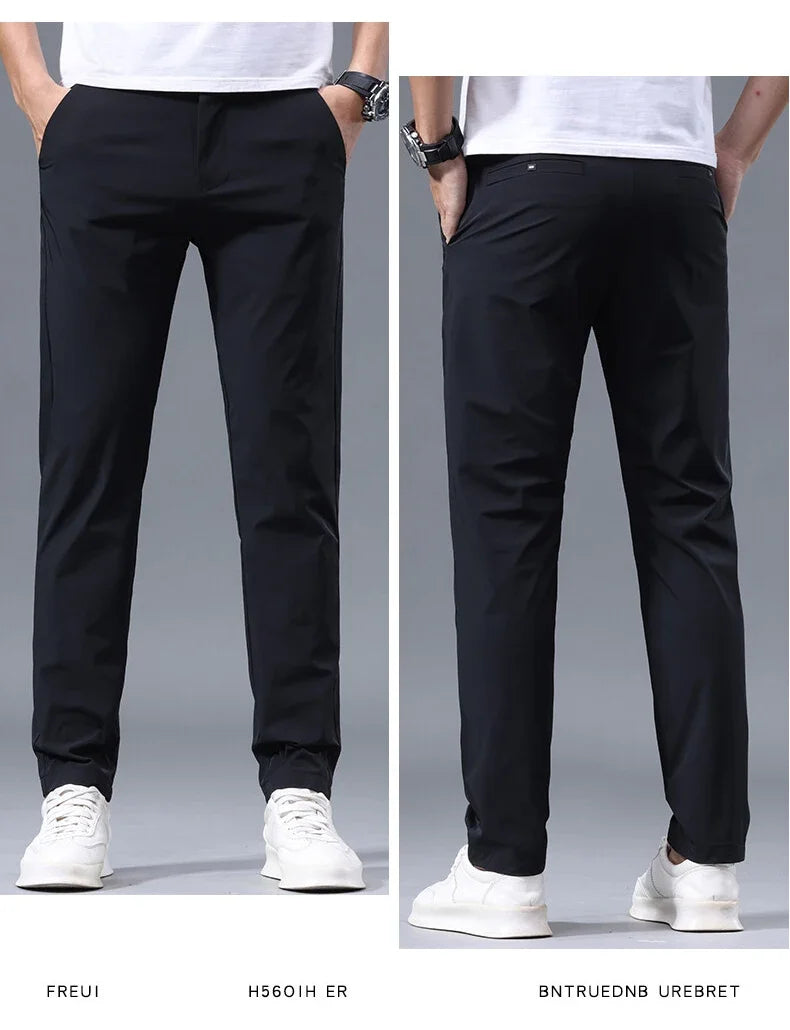 Men Pant Stretch Soft Thin, Elastic Waist Casual & Formal Trousers Wear for Male