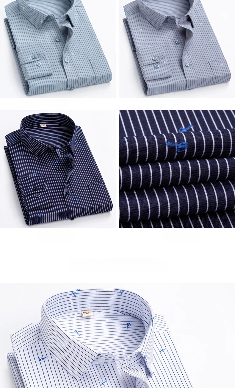 Men's Shirt Long Sleeve Striped Dress Shirt Regular Formal Business Social Button-up Easy Care Luxury Shirts