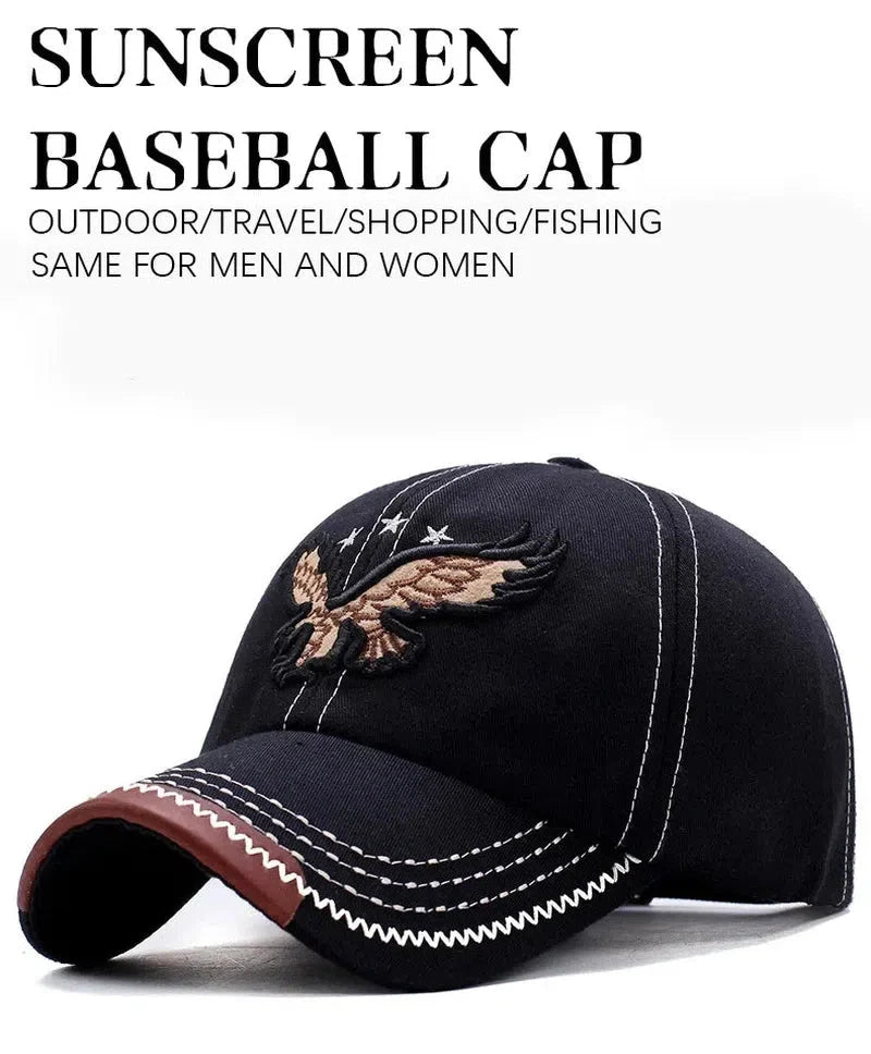 Cap for Men And Women Four-Season Shade Baseball Hats Eagle Embroidery Trendy Casual Sun Hat