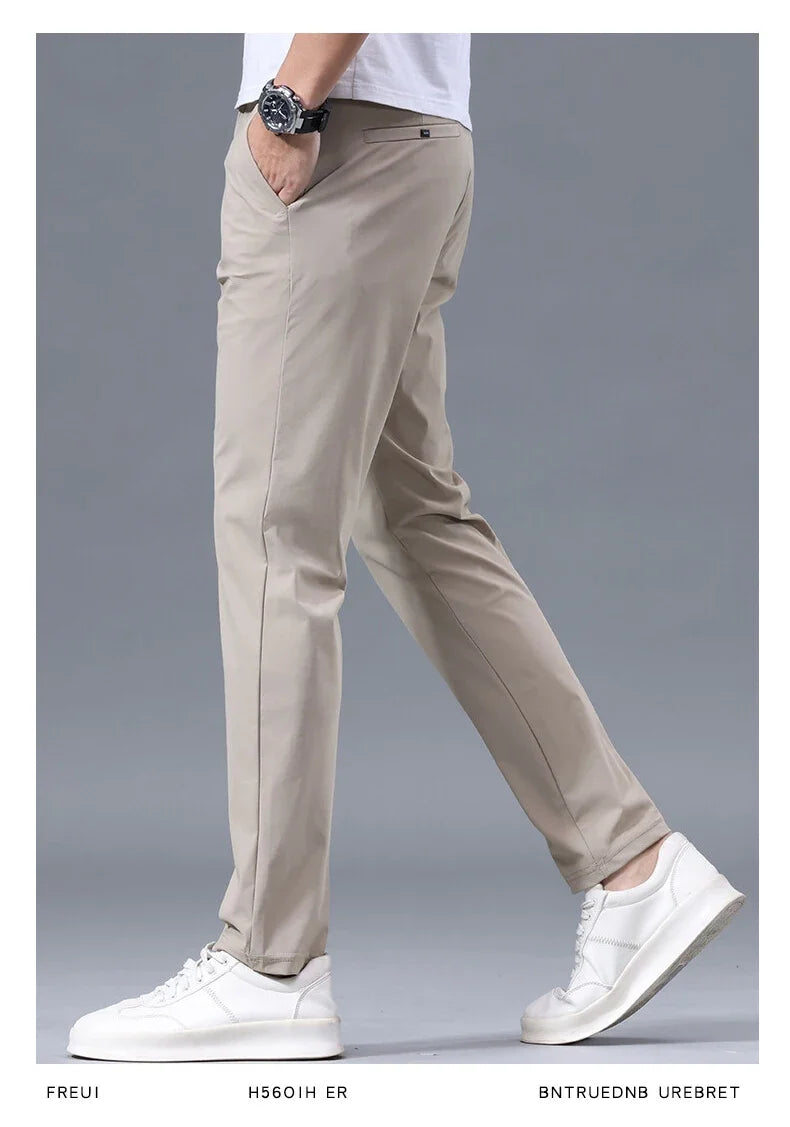 Men Pant Stretch Soft Thin, Elastic Waist Casual & Formal Trousers Wear for Male