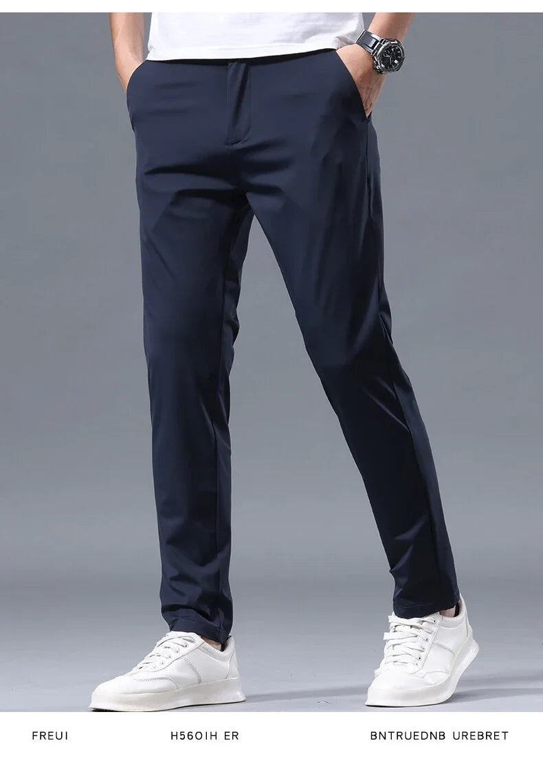 Men Pant Stretch Soft Thin, Elastic Waist Casual & Formal Trousers Wear for Male