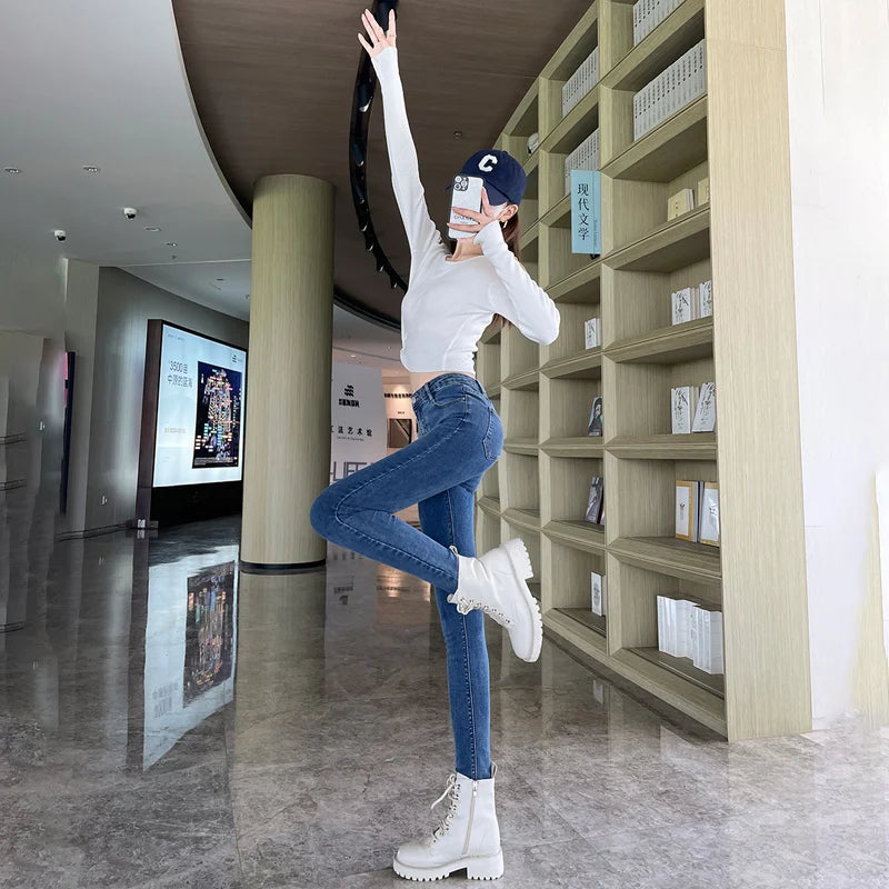 Women's Jeans Elastic Slim Fashion Pencil Pants Streetwear Jean Female Clothing Vintage Skinny Jeans Stretch Trousers