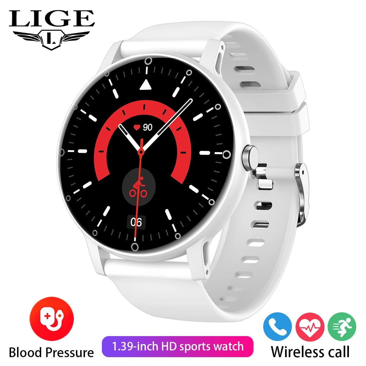 LIGE Smart Watch Men Outdoor Bluetooth Call Sports Fitness Watches Health Monitor Waterproof For Android IOS Smartwatch Women