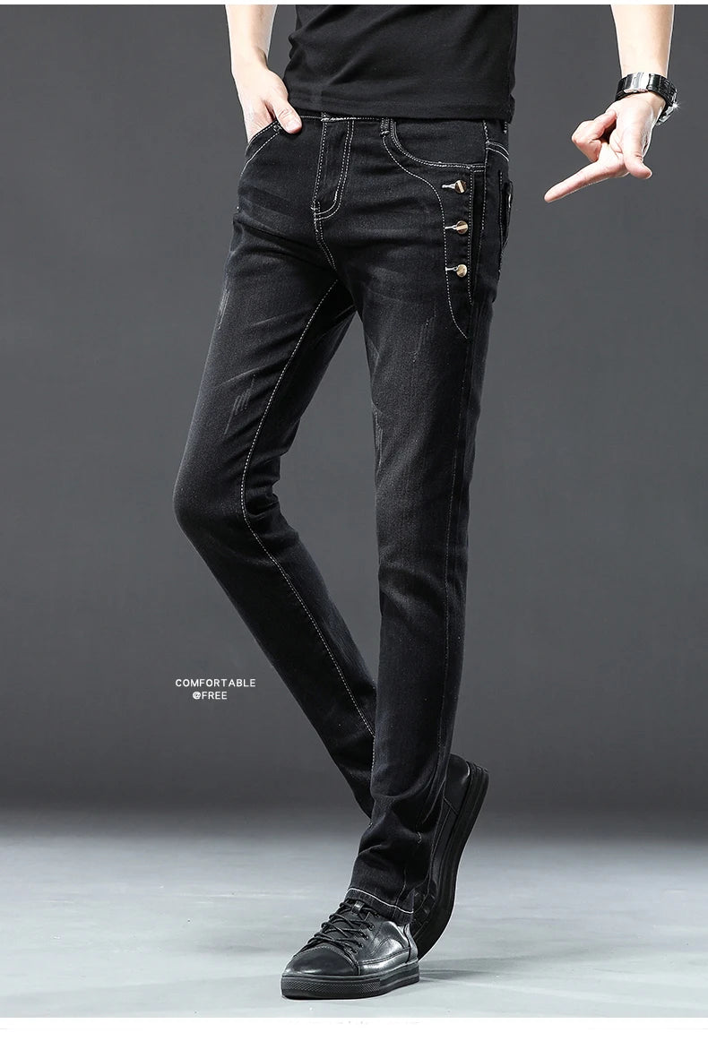 Men's Jean Casual Pant Fashion Stretch Pants Male Classic Slim Trousers