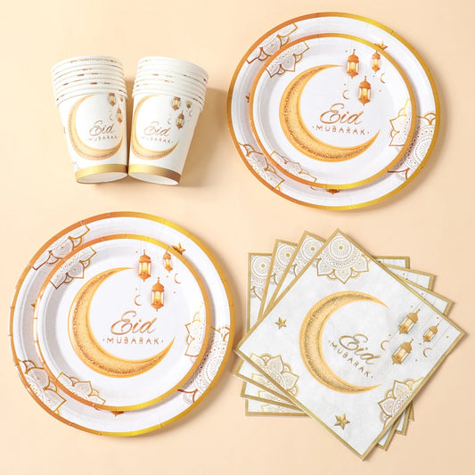 Eid Mubarak Tableware Set Ramadan Decoration For Home Eid Al Adha Ramadan Kareem Party Decor