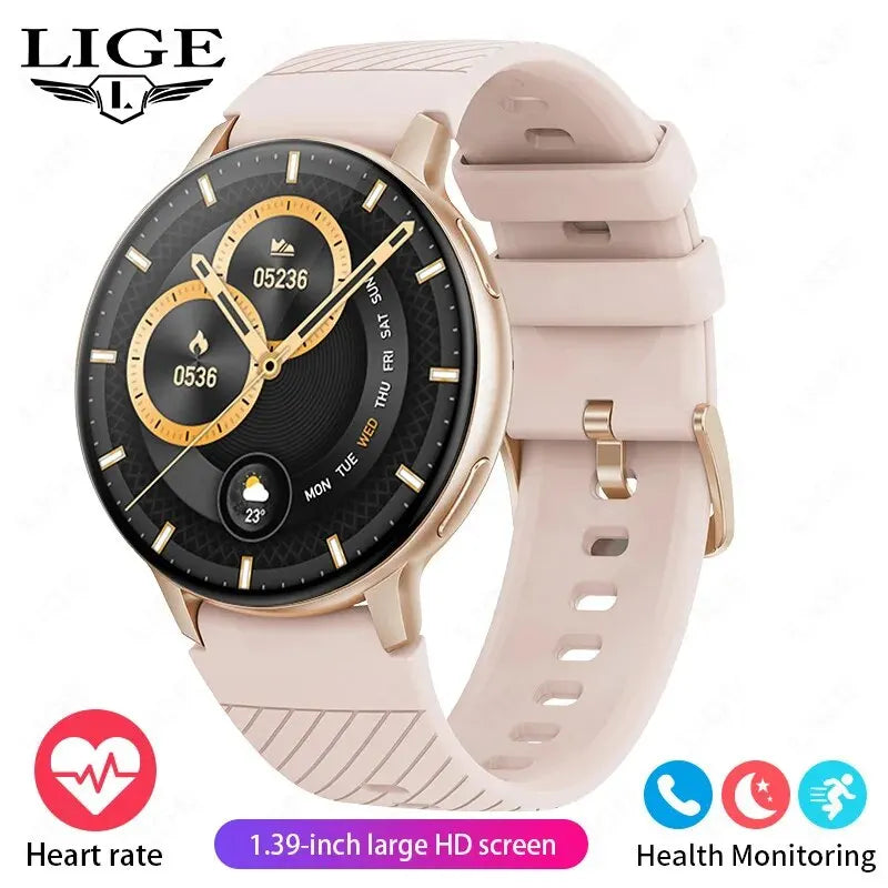 LIGE Smartwatch For Women Bluetooth Call Waterproof Sports Fitness Watches Blood Oxygen Healthy Women Smartwatch Man