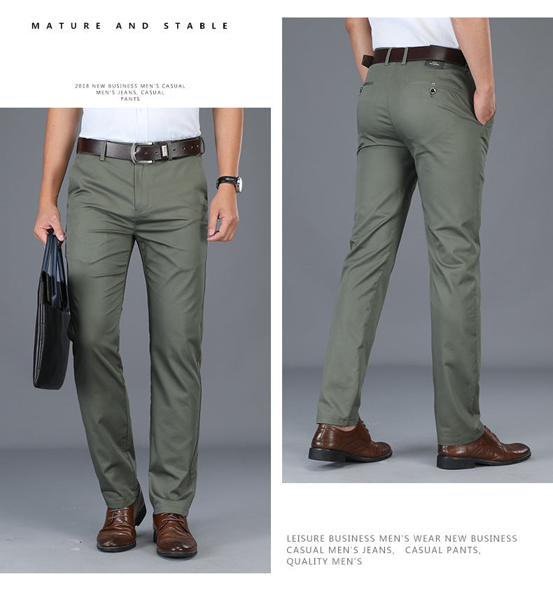 Men Pant Classic Casual Clothing Straight Business Green Black Khaki Trousers Comfortable Male Clothing