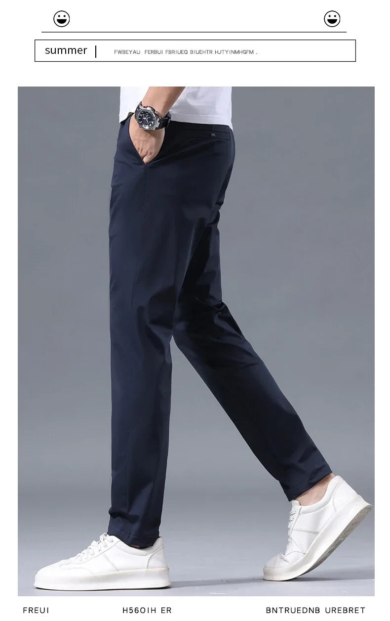 Men Pant Stretch Soft Thin, Elastic Waist Casual & Formal Trousers Wear for Male