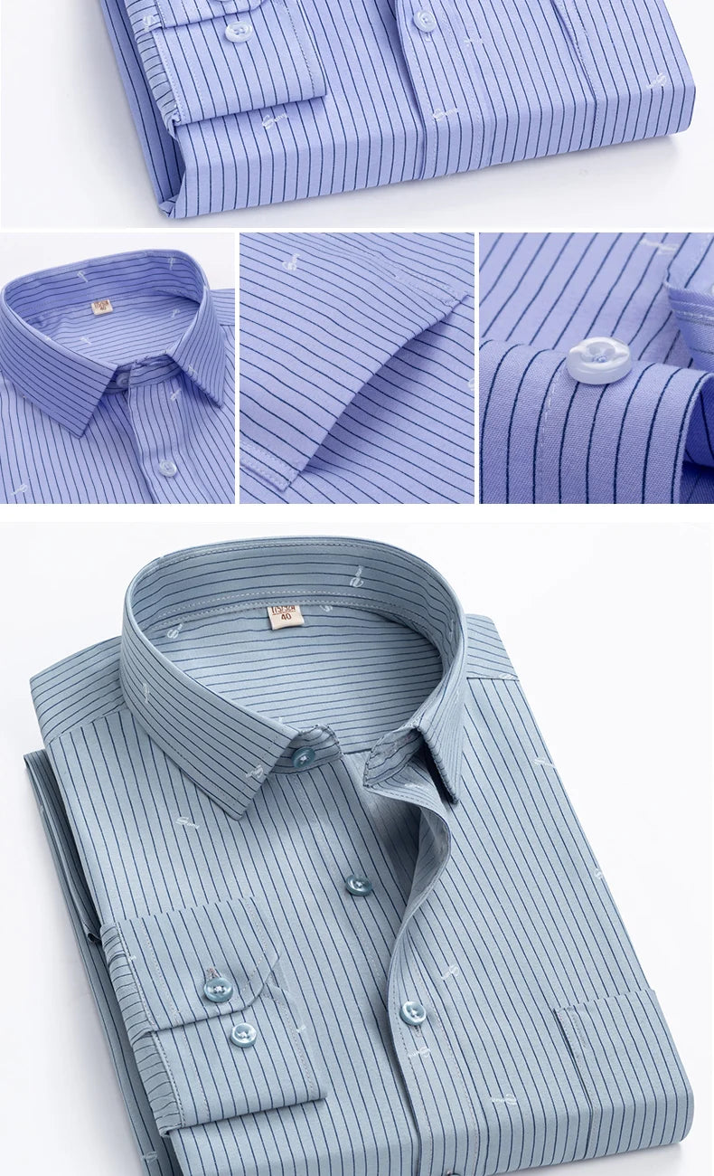 Men's Shirt Long Sleeve Striped Dress Shirt Regular Formal Business Social Button-up Easy Care Luxury Shirts