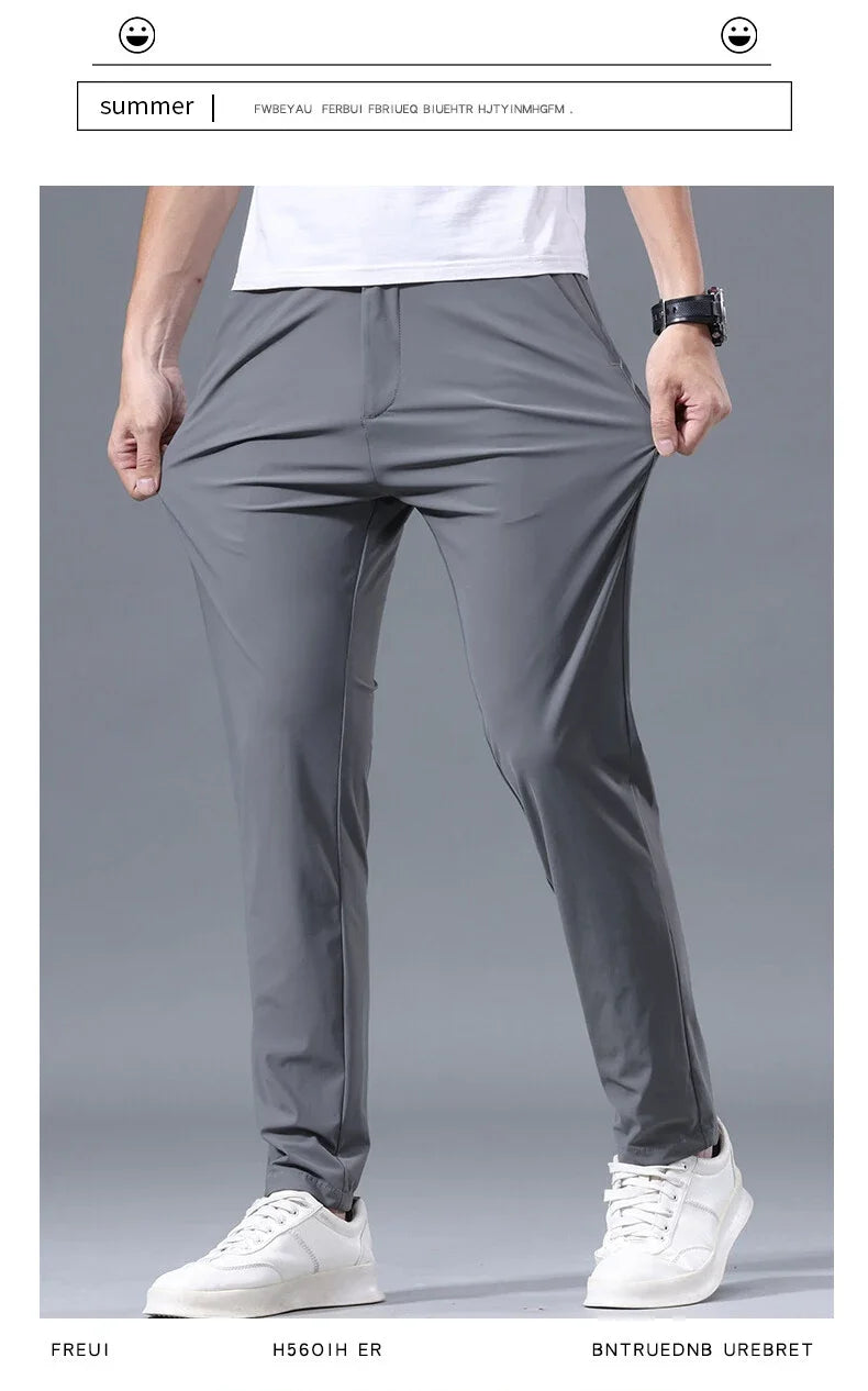 Men Pant Stretch Soft Thin, Elastic Waist Casual & Formal Trousers Wear for Male