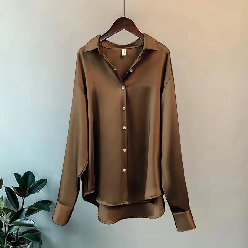 Shirt Blouses New Spring Sweater Cardigans Woman Top Knitted Long Sleeve Lapel Button Elegance Sweet Casual Coats