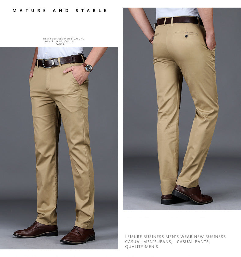 Men Pant Classic Casual Clothing Straight Business Green Black Khaki Trousers Comfortable Male Clothing