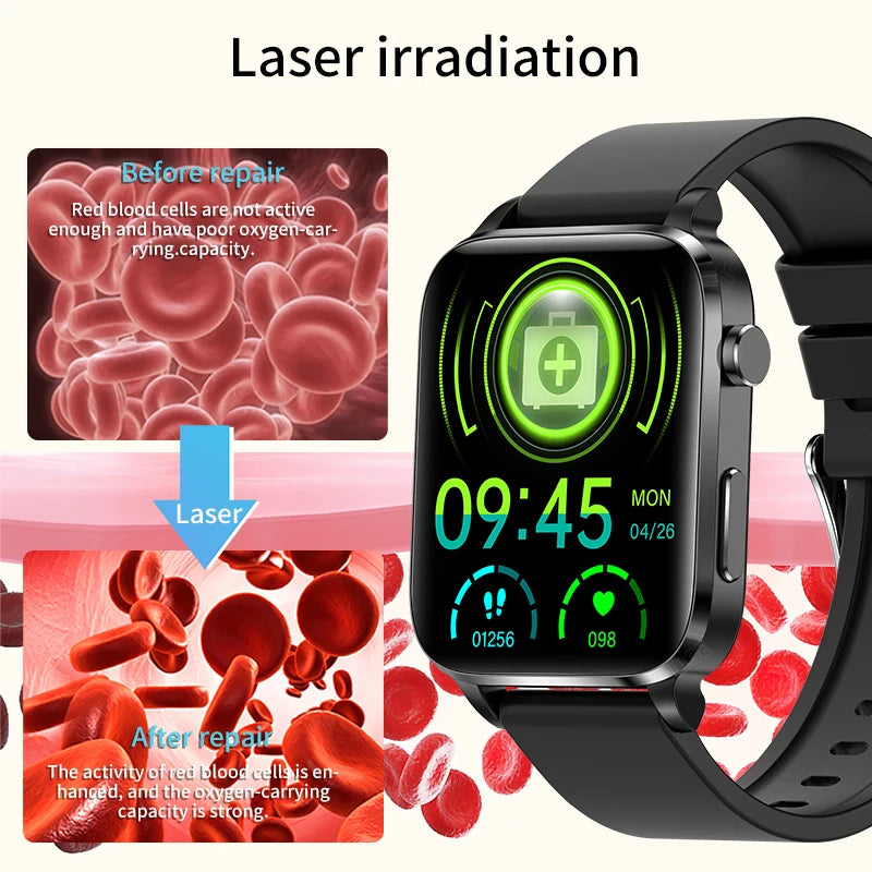 Lige New Men Smart Watch Laser Treatment Health Heart Rate Blood Pressure Waterproof Sport Watch Body Temperature Smartwatch Men