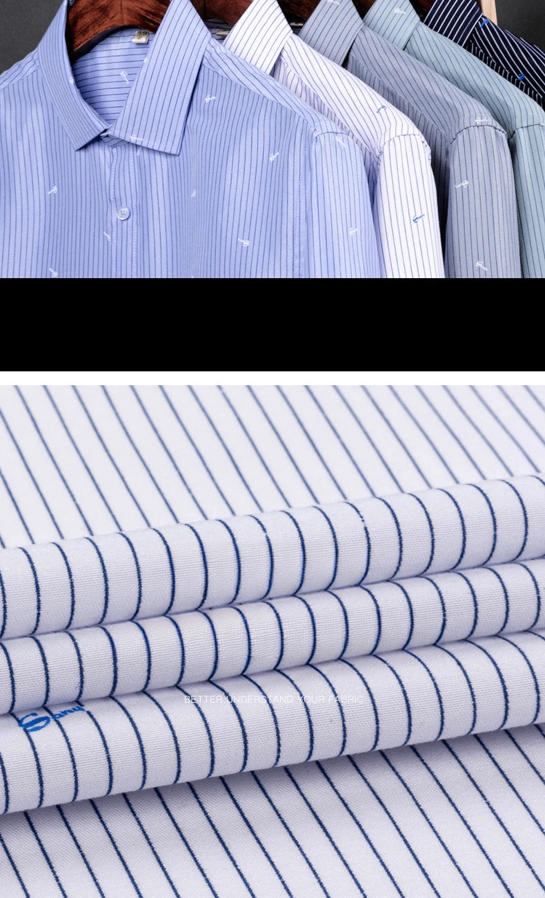 Men's Shirt Long Sleeve Striped Dress Shirt Regular Formal Business Social Button-up Easy Care Luxury Shirts