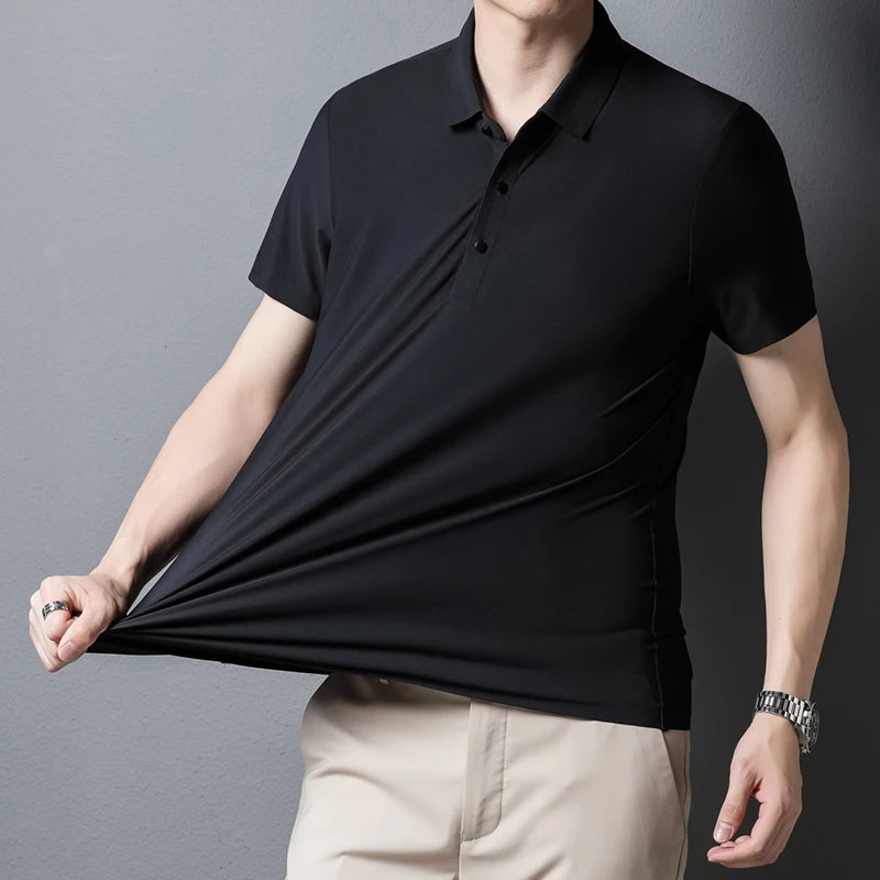 Men's Polo T-Shirt Summer Thin Breathable Stretch Casual Lapel Polo Shirt Male Brand Clothing