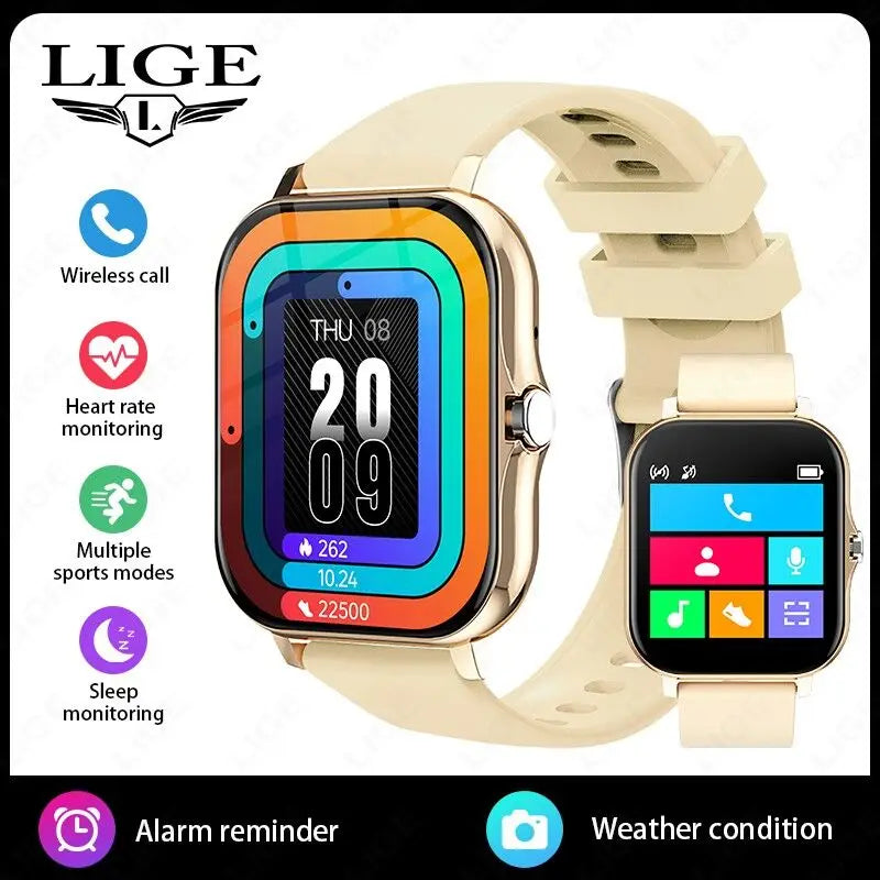 LIGE Women Smart Watch Men Full Touch Screen Heart Rate Fitness Tracker Ladies Watch Bluetooth Call Smart Clock For Android IOS