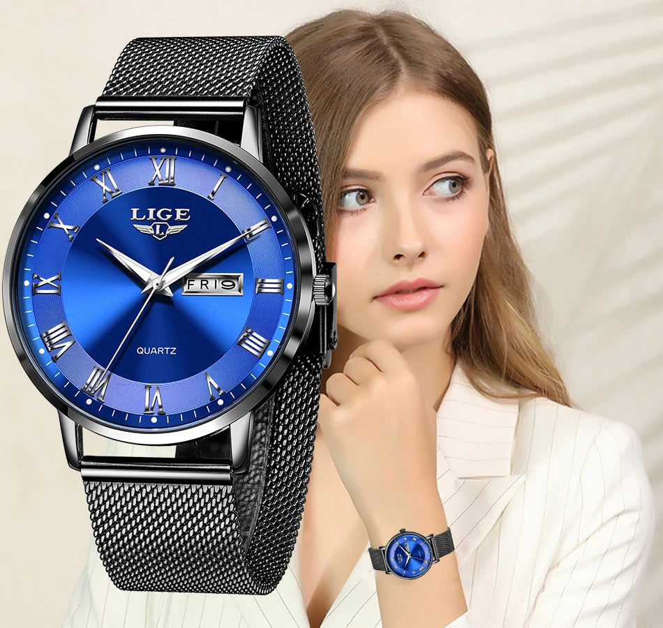 LIGE 2024 New Watch Women Luxury Watches Ladies Creative Steel Women's Bracelet Watches Female Waterproof Clock Relogio Feminino