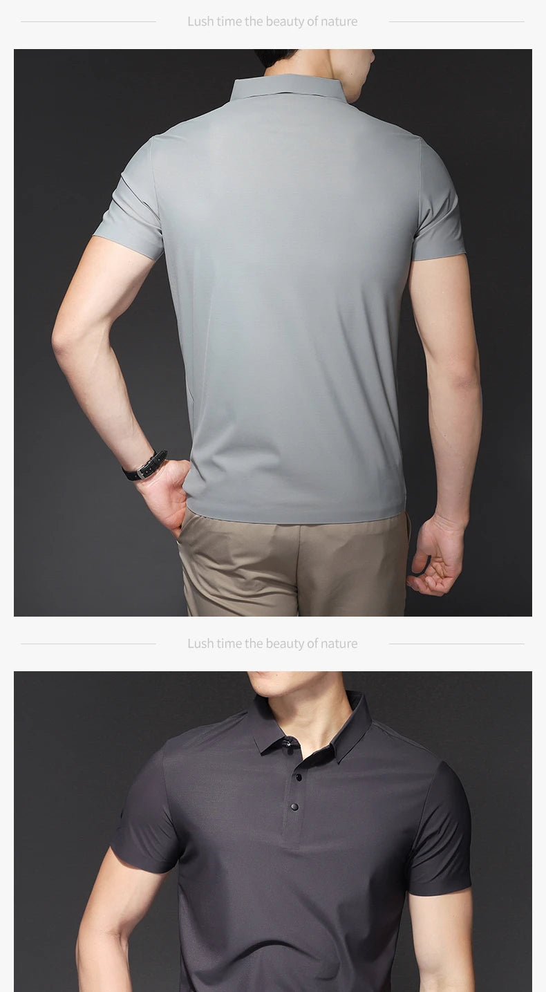 Men's Polo T-Shirt Summer Thin Breathable Stretch Casual Lapel Polo Shirt Male Brand Clothing