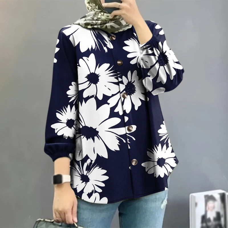 Women Blouse Autumn ZANZEA Fashion Long Sleeve Floral Printed Shirt Casual Tops Vintage