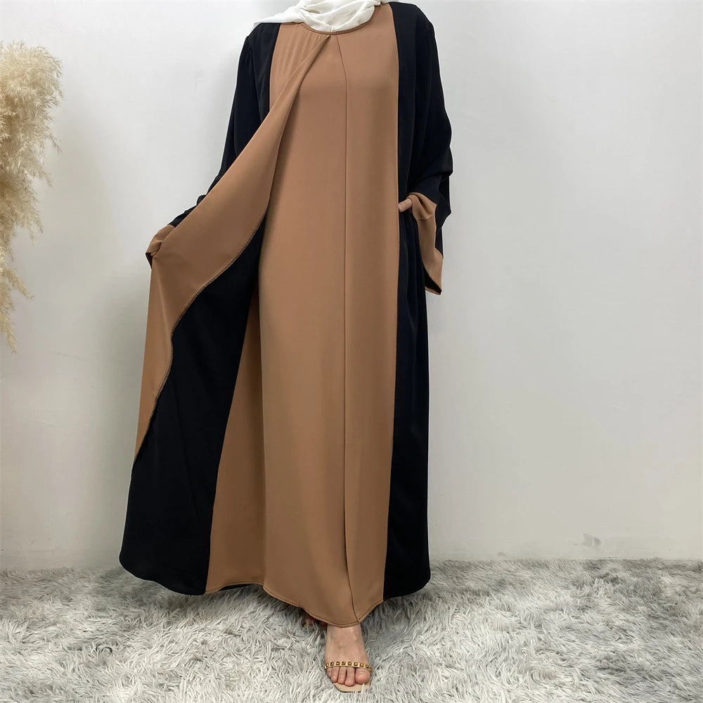 Abaya Muslim Luxury Splicing (Fake Two Pcs) Abayas For Women Kaftan Modest Dress Islam Caftan Moroccan Femme