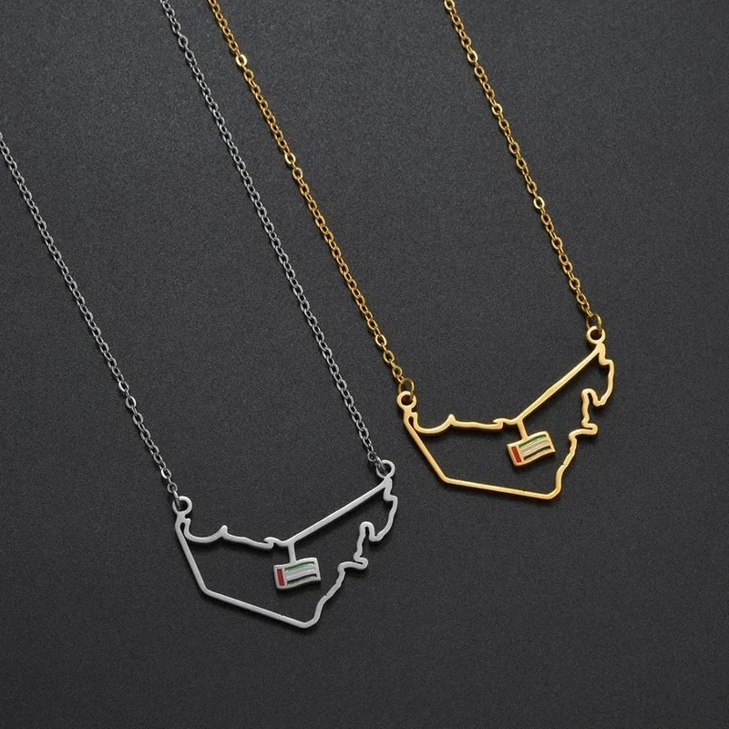 The United Arab Emirates Map Flag Necklaces in love of Nation UAE